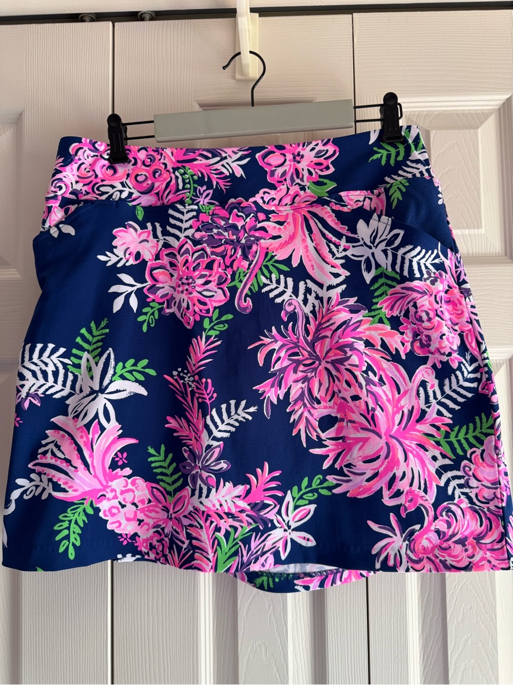 EUC LILLY PULITZER Monica Skort, Oyster Bay Navy Ruffle Your Feathers, Size 16